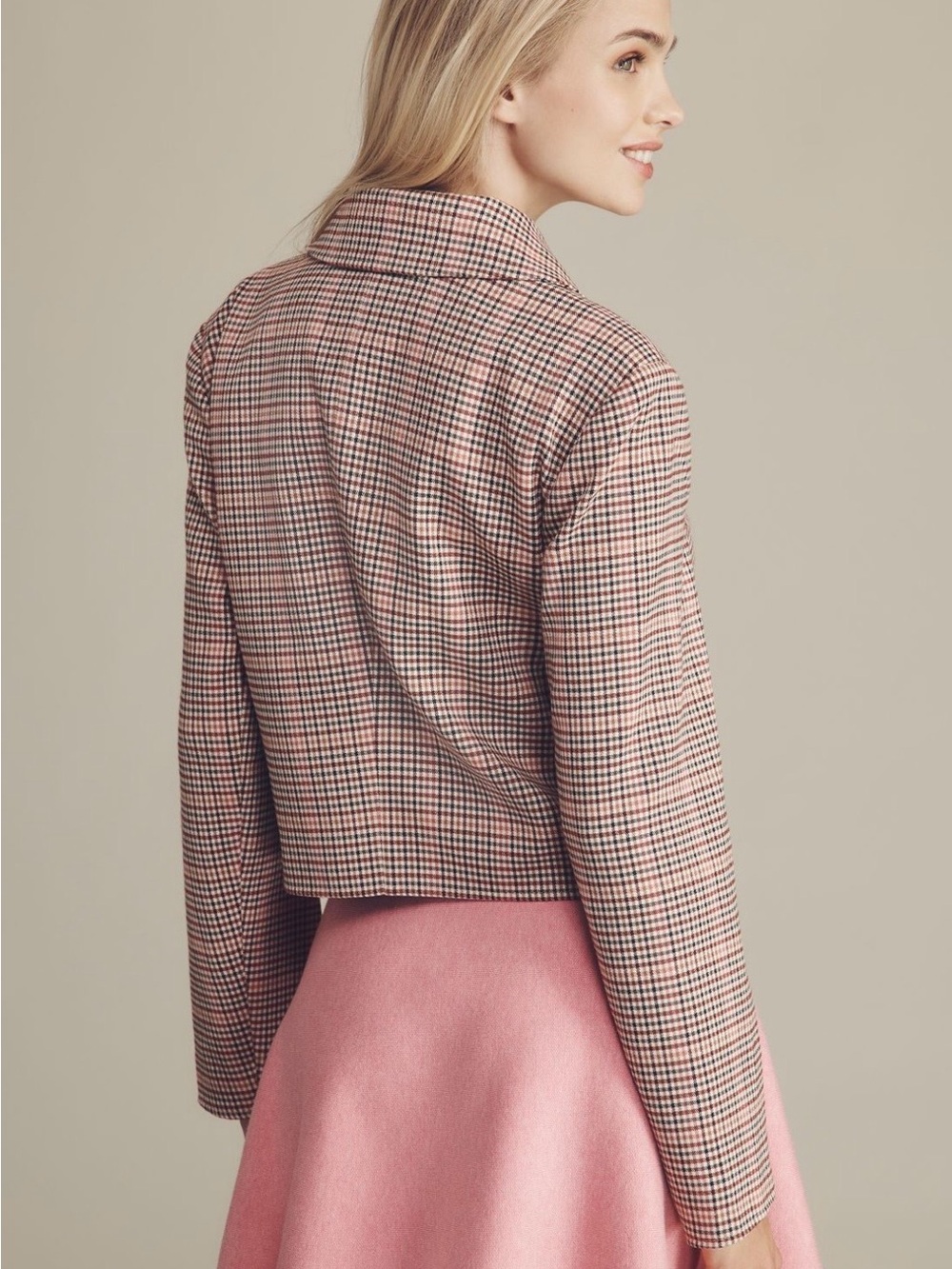 Avec Les Filles - Anthropologie Womens Plaid Lady Coat - Burgundy, Pink & Cream - Picture 2 of 9